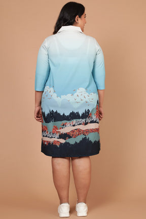 Blue Paradise Shirt Dress