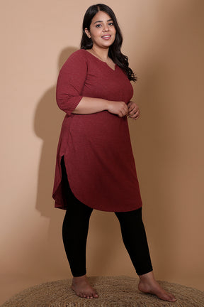 Maroon Milange Longline Tunic