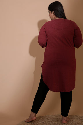 Maroon Milange Longline Tunic