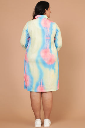 Tie Dye Printed Shirt Dress