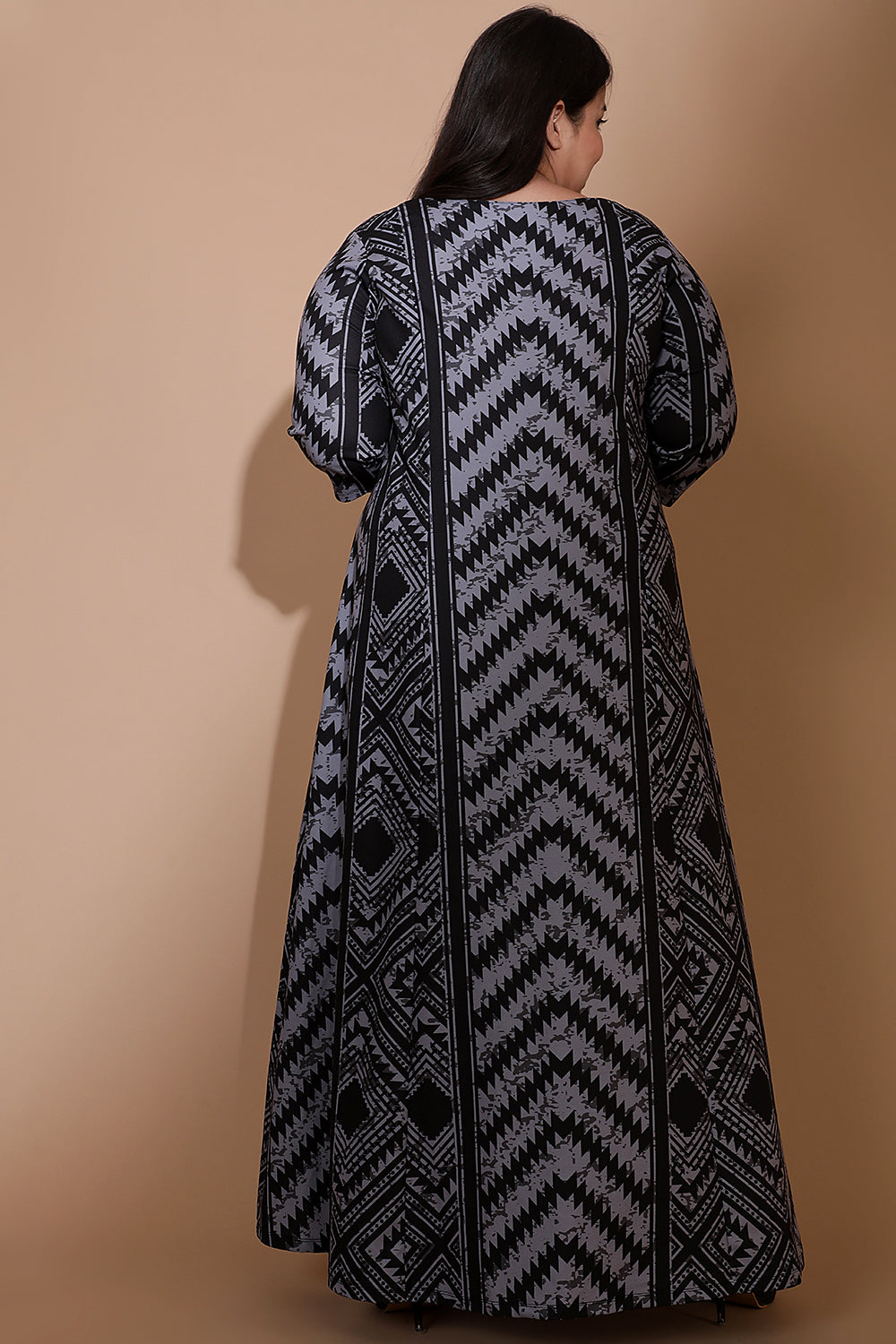 Grey Boho Art Maxi Dress for Women
