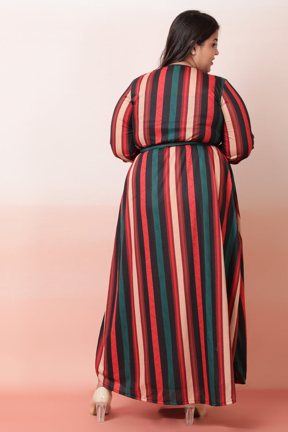 Striped Wrap Maxi Dress for Women