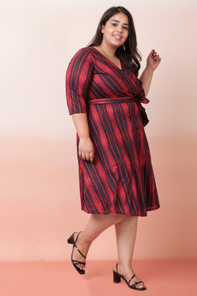 Red Black True Wrap Dress