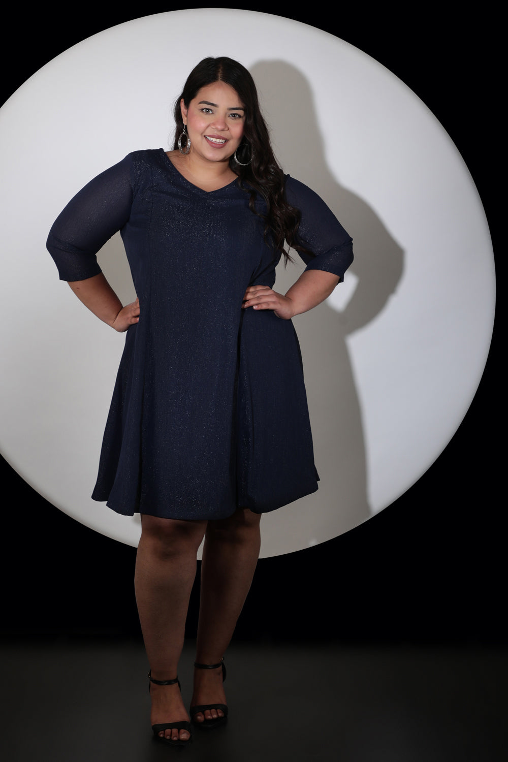 Navy Metallic Georgette Dress