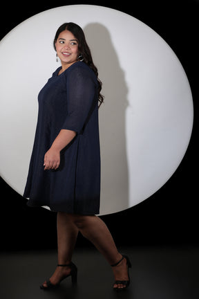Navy Metallic Georgette Dress