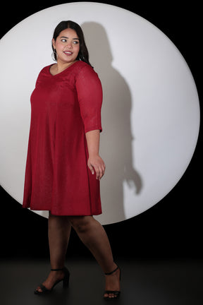 Red Metallic Georgette Dress