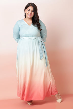 Sunrise Ombre True Wrap Maxi Dress