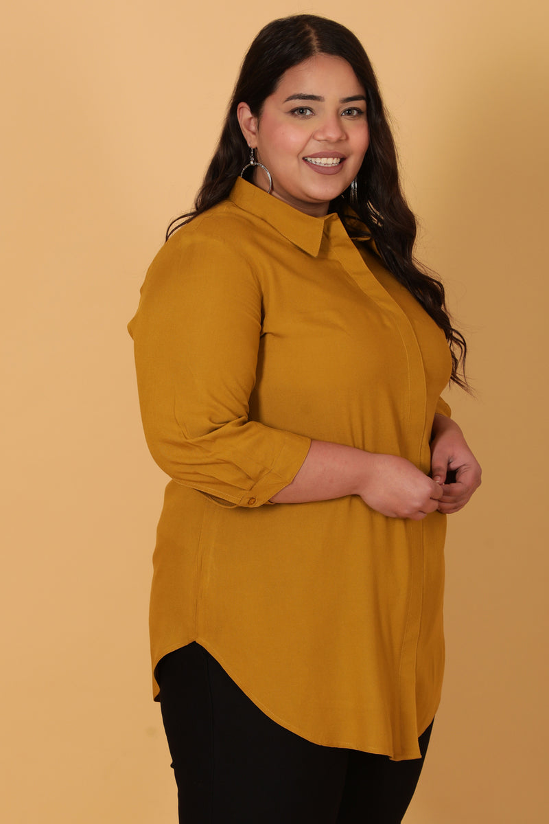 Buy Plus Size Yellow Shirt Online For Women Amydus