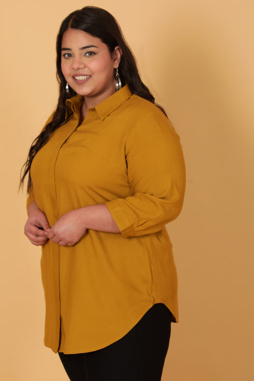 Buy Plus Size Yellow Shirt Online For Women Amydus