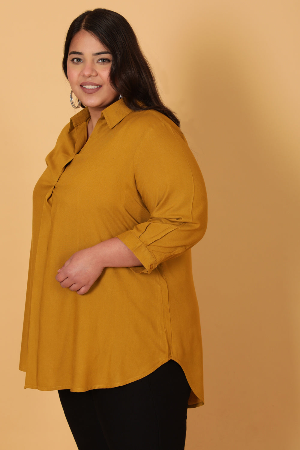 Comfortable Yellow Centre Pleat Top
