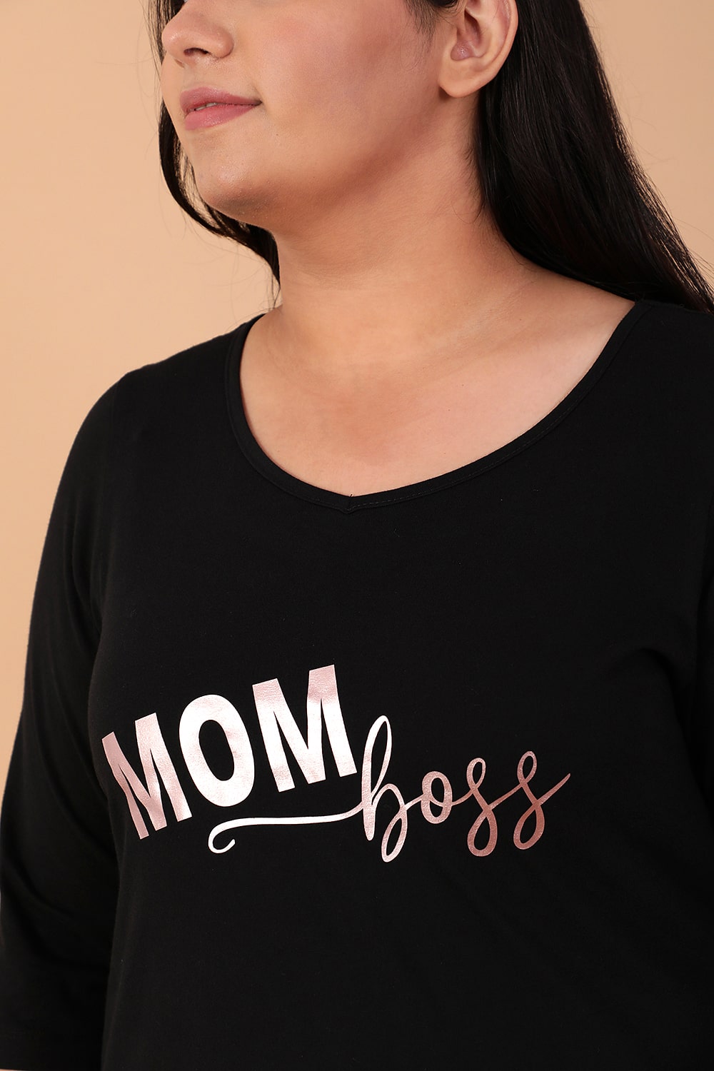Mom Boss Black Tshirt for Women