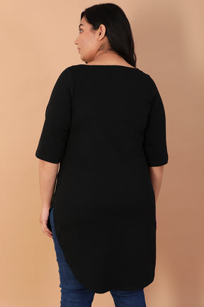Patola Black Longline Tshirt