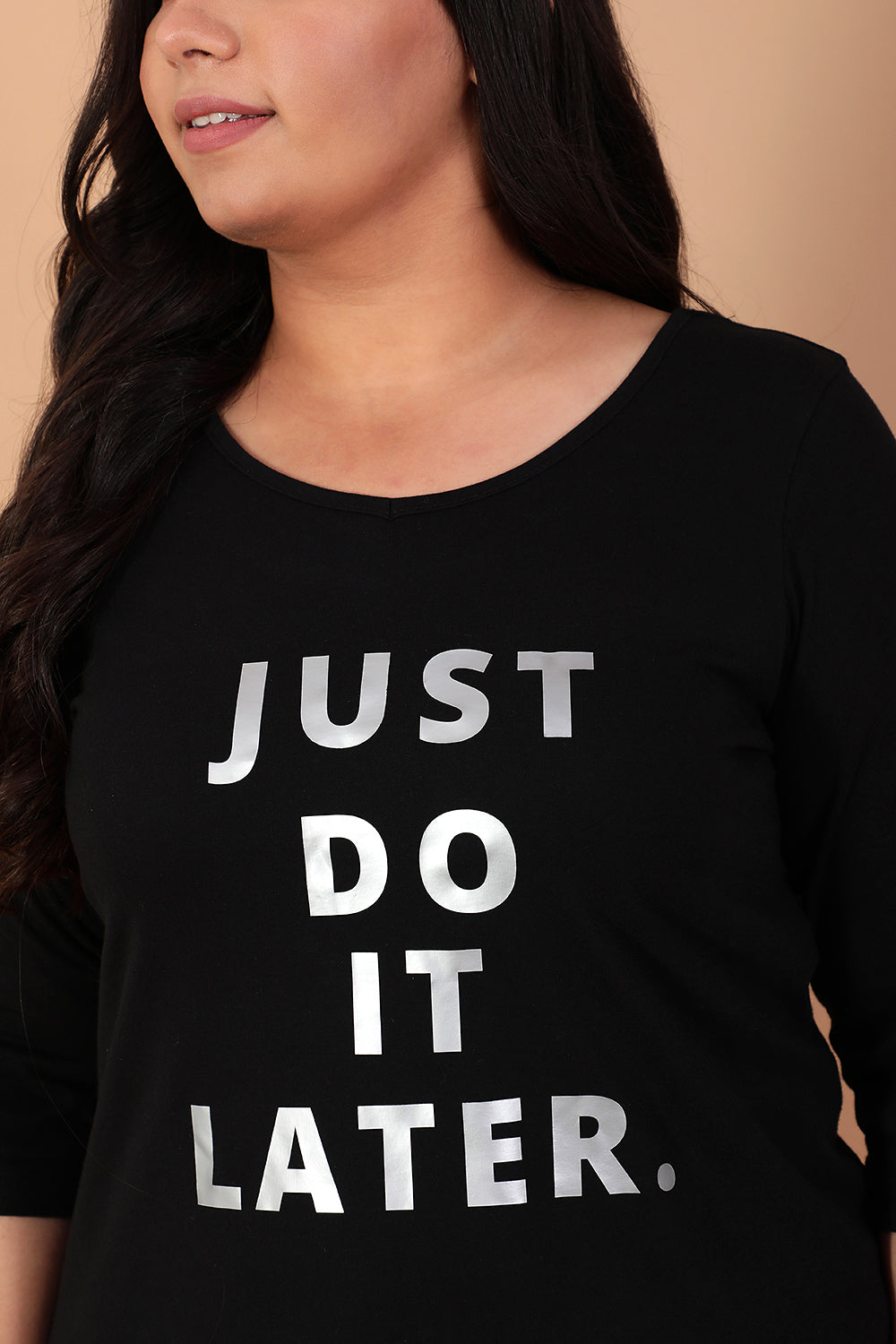 Plus Size Just Do It Later Black Tshirt
