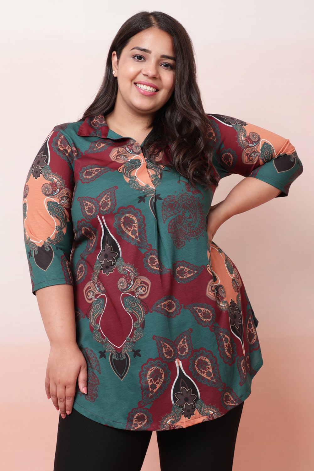 Plus Size Emerald Mystic Center Pleat Top Online in India