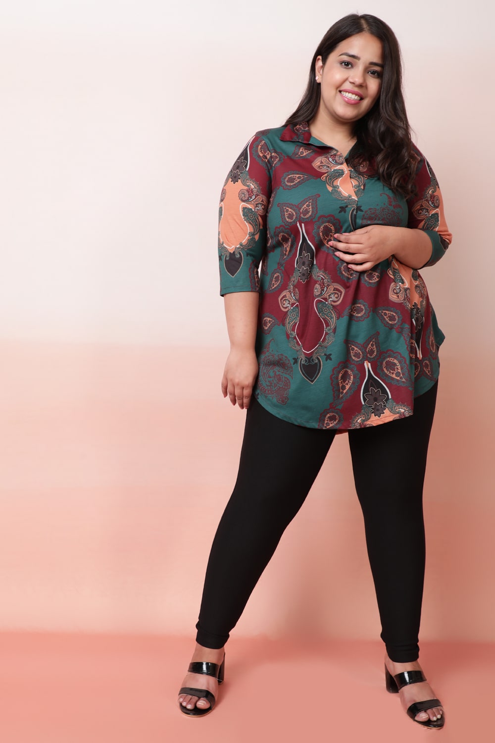 Plus Size Emerald Mystic Center Pleat Top