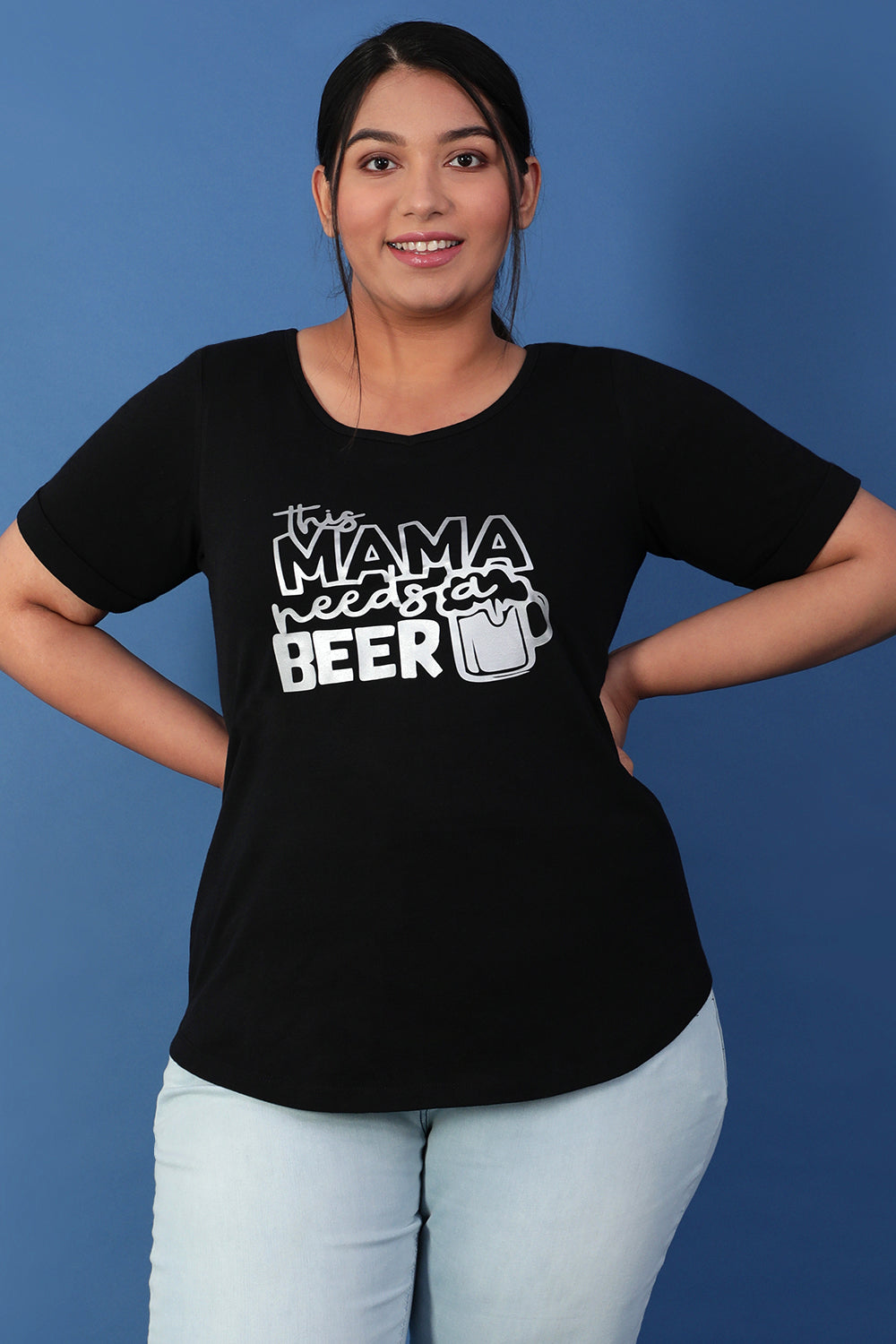 Amydus Black Mama Need Plus Size Cotton Hosiery Tshirt