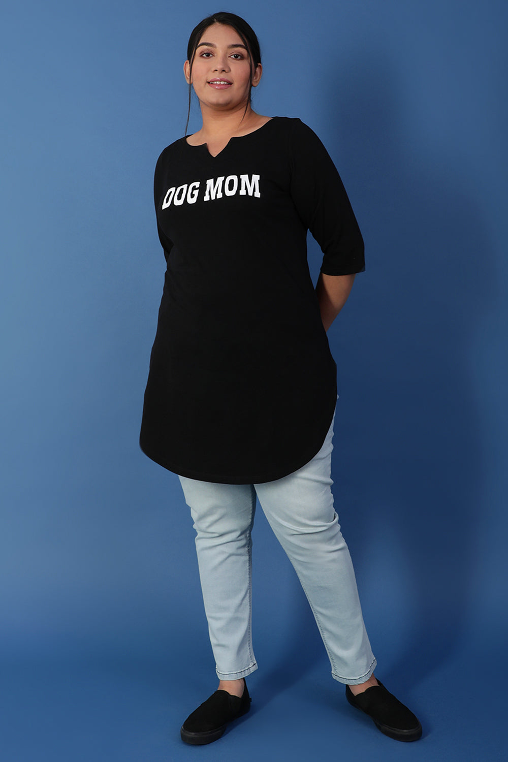 Buy Dog Mom Black Longline Tshirt