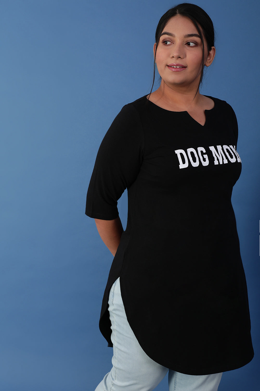 Plus Size Dog Mom Black Longline Tshirt