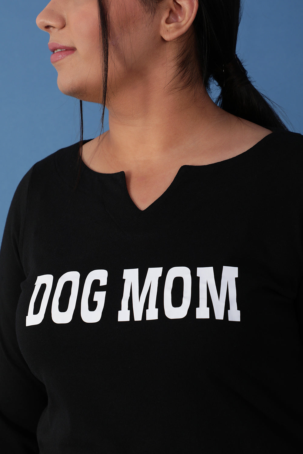 Dog Mom Black Longline Tshirt for Women