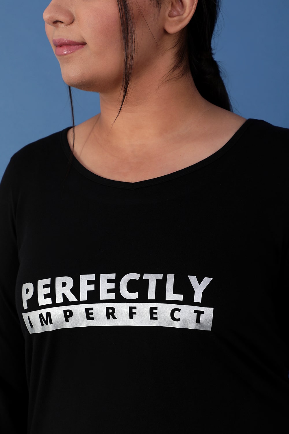 Perfectly Imperfect Black Tshirt for Women
