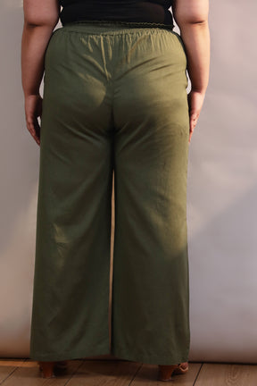 Plus Size Olive Cotton Linen Pants