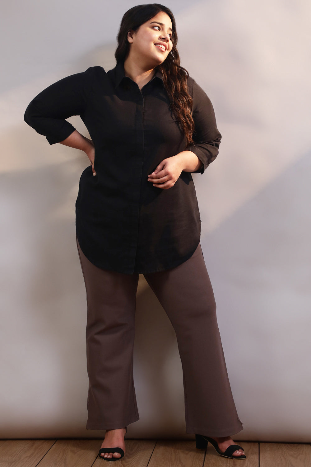Black Cotton Linen Shirt