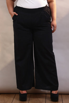 Black Cotton Linen Pants