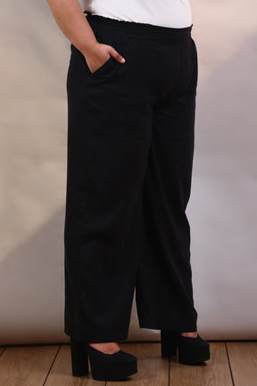 Black Cotton Linen Pants