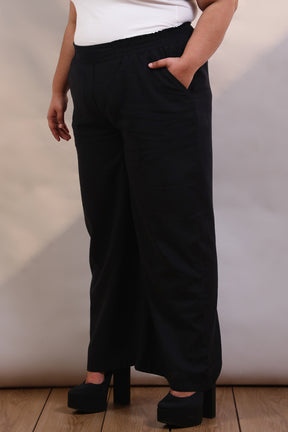 Black Cotton Linen Pants