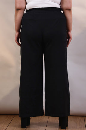 Black Cotton Linen Pants