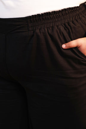 Black Cotton Linen Pants