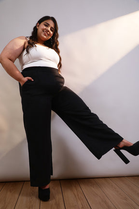 Black Cotton Linen Pants