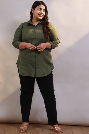 Olive Cotton Linen Shirt