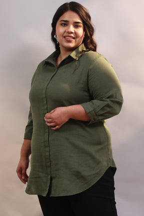 Olive Cotton Linen Shirt