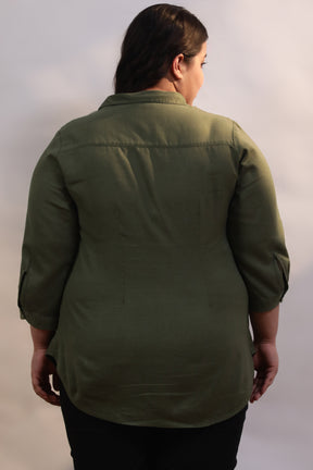 Olive Cotton Linen Shirt