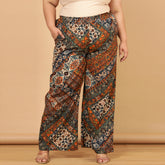 Plus Size Ethnic Print Cotton High Waist Pants