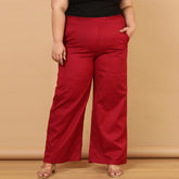 Plus Size Red Cotton Linen Pants