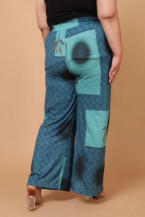 Teal Blocks High Waist Pants