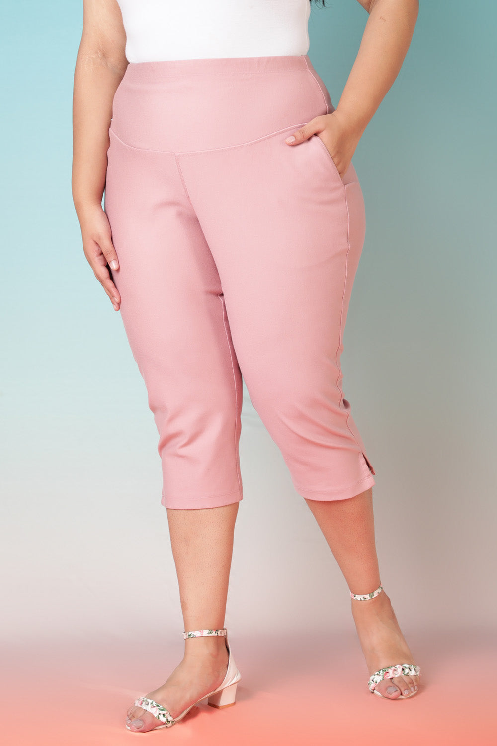 Plus Size Rose New Fit Tummy Tucker Crop Pants Online in India
