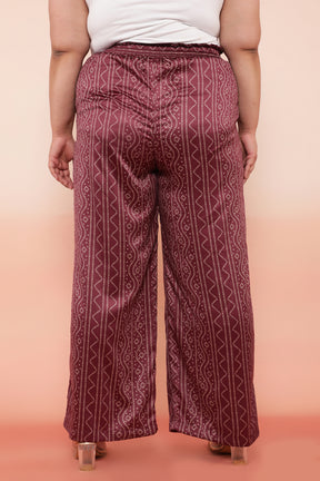 Purple Bandhej Inspired High Waist Satin Pants