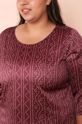 Purple Bandhej Inspired Party Wear Kurti