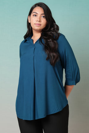 Teal Centre Pleat Top
