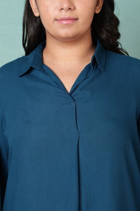 Teal Centre Pleat Top