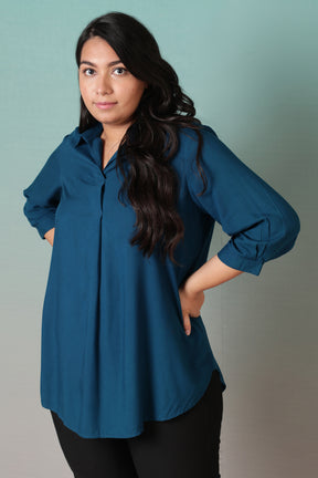 Teal Centre Pleat Top