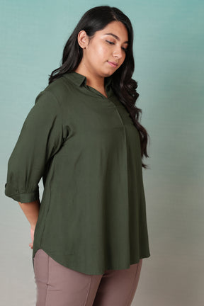 Olive Centre Pleat Top