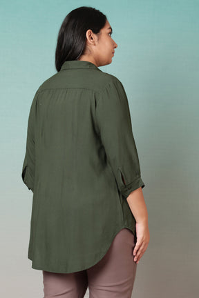 Olive Centre Pleat Top