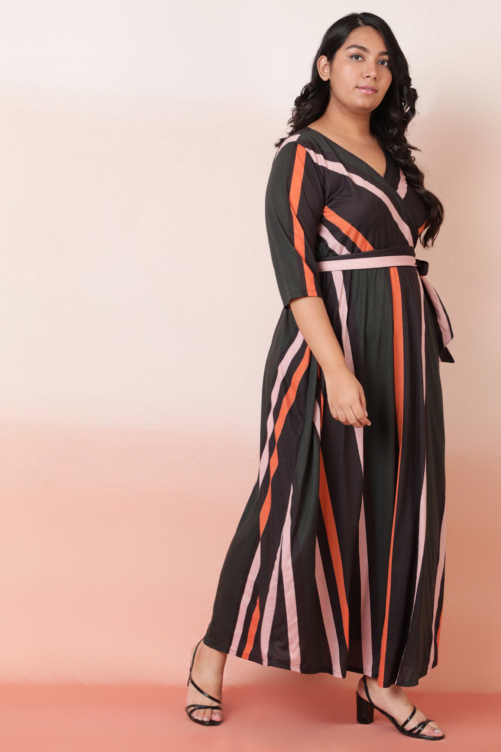 Buy Bold Stripes True Wrap Maxi Dress
