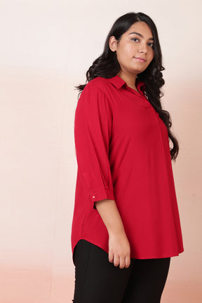 Red Centre Pleat Top