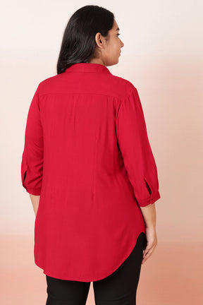 Red Centre Pleat Top
