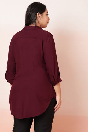 Plum Centre Pleat Top